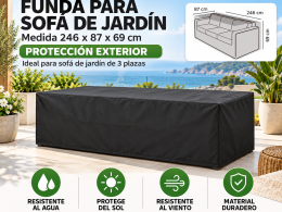 Funda Sofá de jardín 3 plazas 246x87x69cm